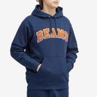 BEAMS Men's College Logo Hoodie in Navy