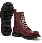 Gucci - New Arley Pebble-Grain Leather Brogue Boots - Burgundy