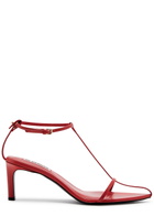 Jil Sander High 65 Leather Sandals Red