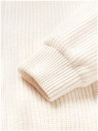 BRUNELLO CUCINELLI - Ribbed Cashmere and Shell Hooded Down Cardigan - White