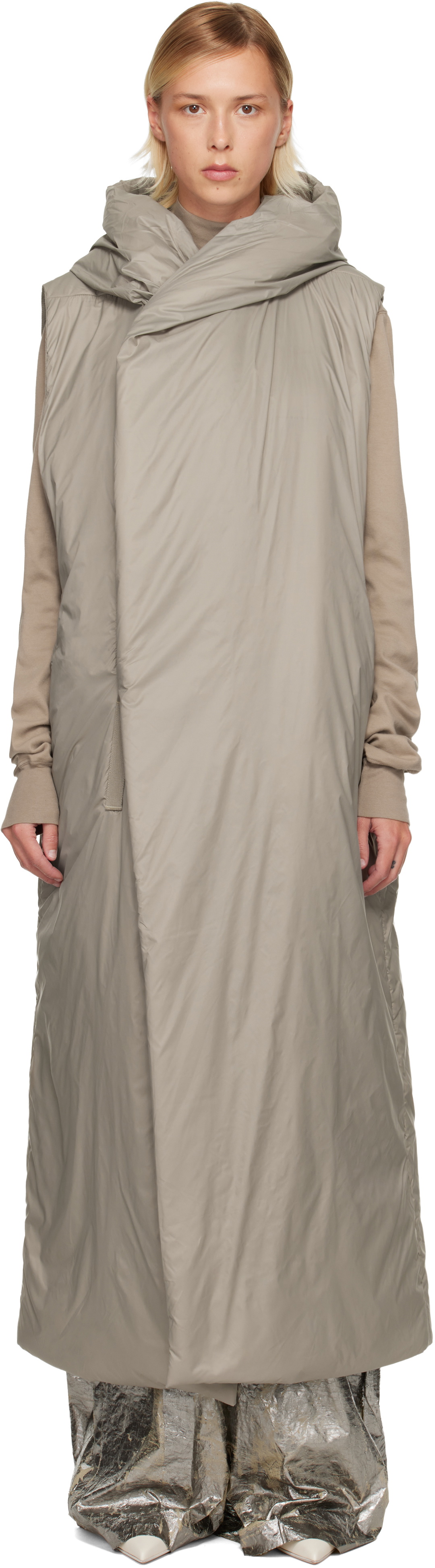 Rick Owens DRKSHDW Taupe Concordians Hooded Liner Coat