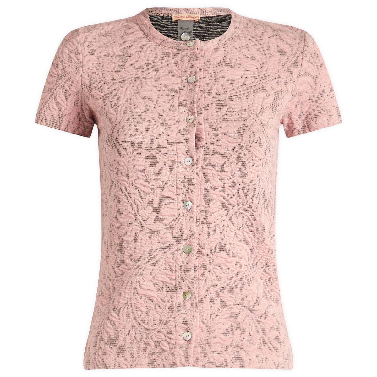 Fruity Booty Women's Posy Jaquard Short Sleeve Top in Pink/Grey