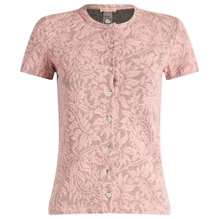 Photo: Fruity Booty Women's Posy Jaquard Short Sleeve Top in Pink/Grey