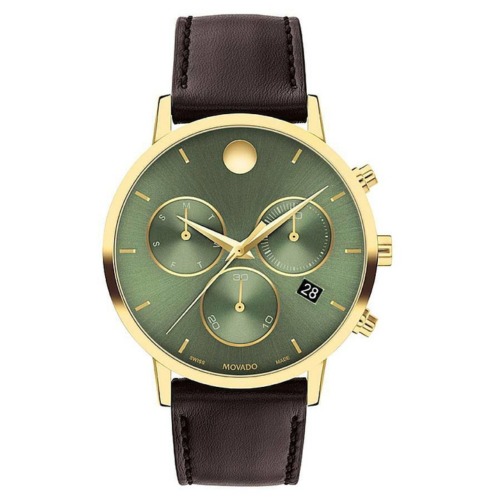 Photo: Movado Museum Classic Chronograph Quartz Green Dial Mens Watch 607890