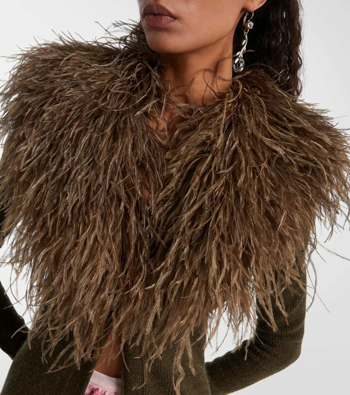 Blumarine Feather-trimmed wool cardigan