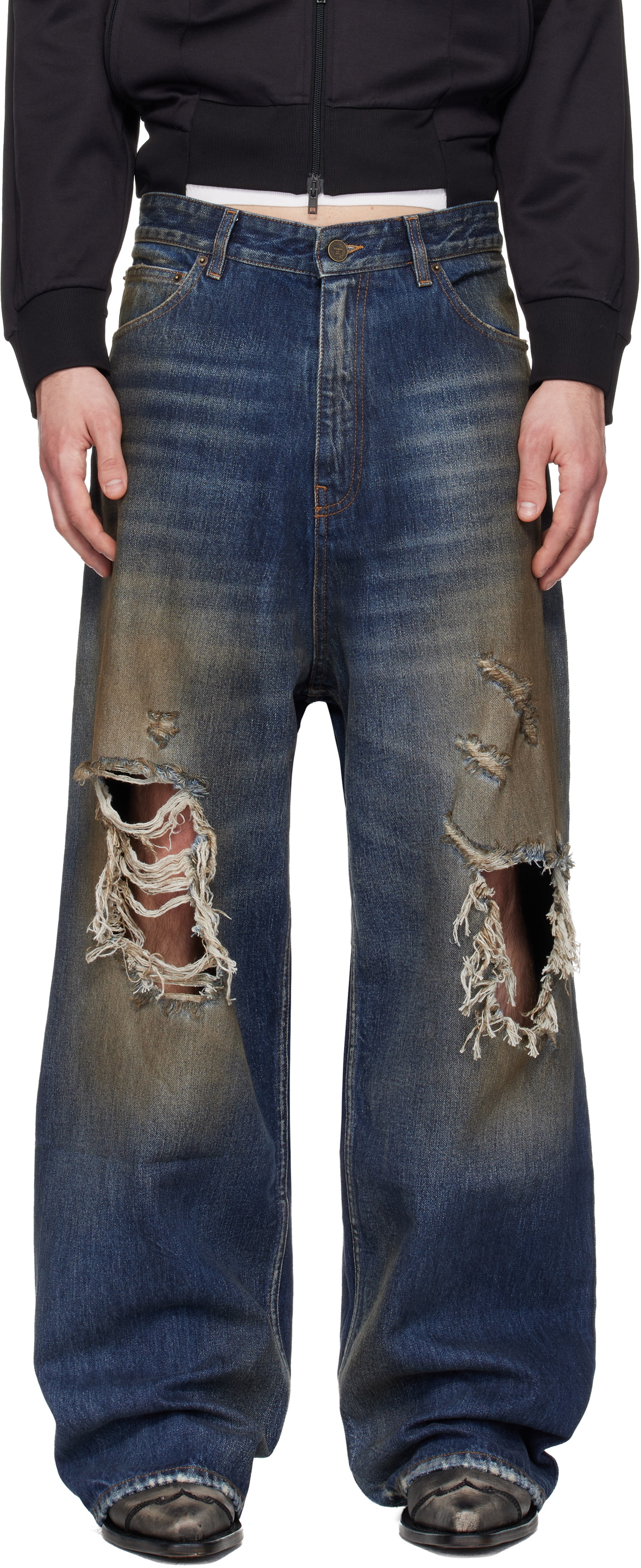 VETEMENTS Black & Red Fire Big Shape Jeans Vetements