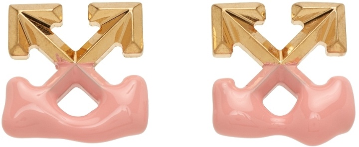Photo: Off-White Pink & Gold Arrows Earrings