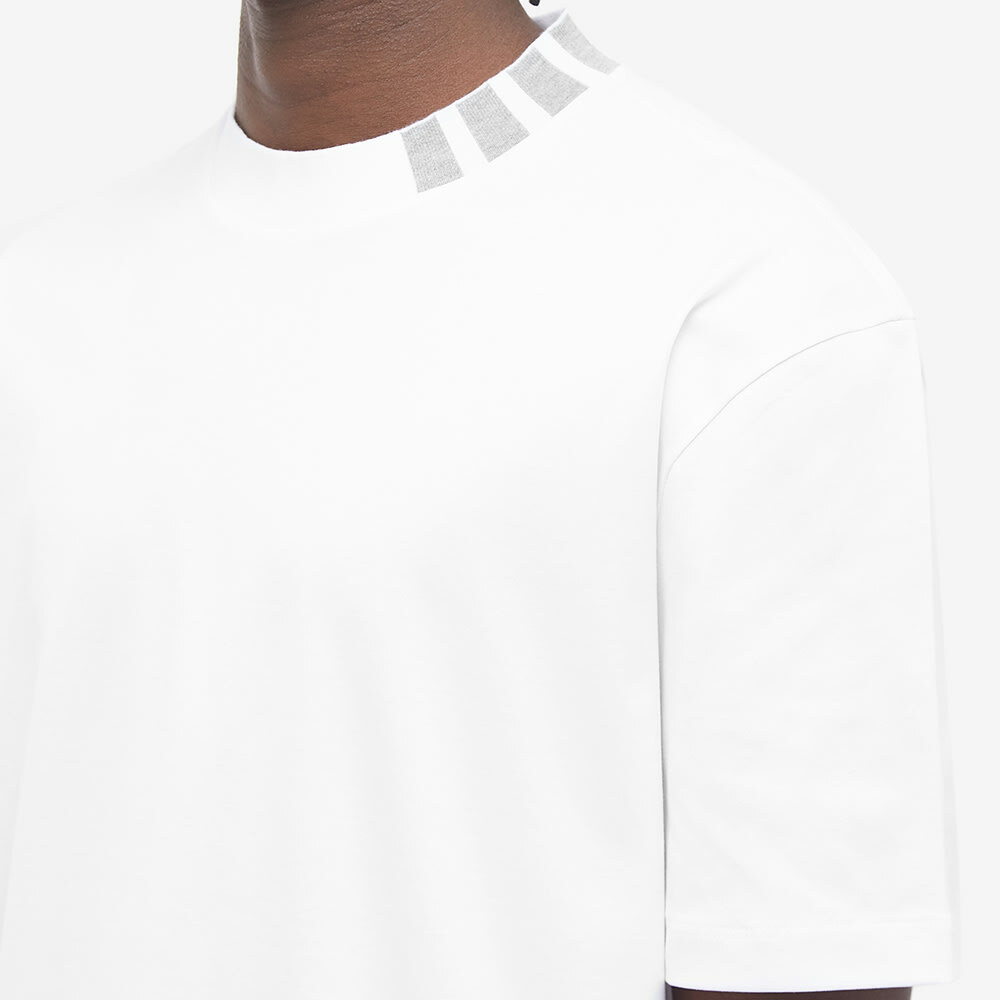 Thom Browne Men's 4 Bar Mock Neck T-Shirt in White Thom Browne