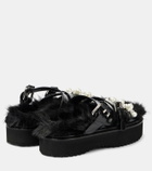 Simone Rocha Faux fur-trimmed leather platform sandals