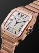 Cartier - Santos Automatic 39.8mm 18-Karat Pink Gold Interchangeable Alligator Watch, Ref. No. WGSA0007