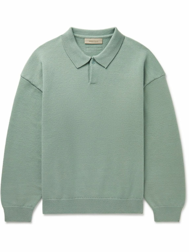 Photo: FEAR OF GOD ESSENTIALS - Oversized Knitted Polo Sweater - Green
