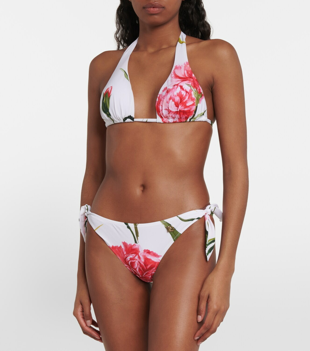 Dolce & Gabbana Multicolor Floral Triangle Bikini Top Swimwear