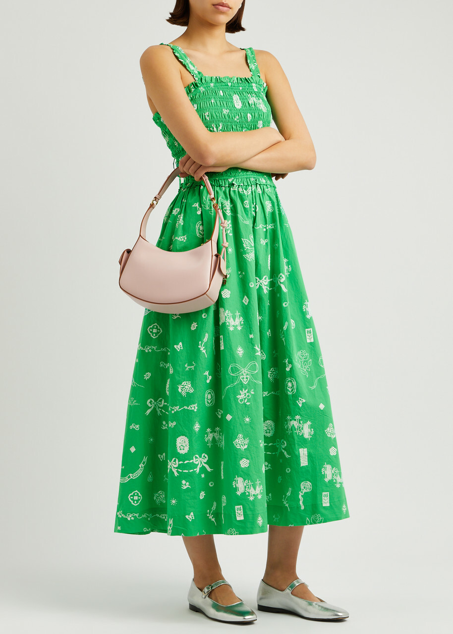 Damson Madder Kiera Printed Cotton Midi Dress Green Damson Madder Damson Madder Kiera Printed Cotton Midi Dress Green Damson Madder