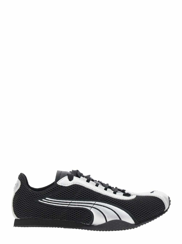 Photo: Puma h-street Og Black Low Top Perforated Sneakers With Maxi Logo On The Tongue In Tech Fabric Unisex