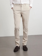 Canali - Tapered Cotton-Blend Twill Chinos - Neutrals
