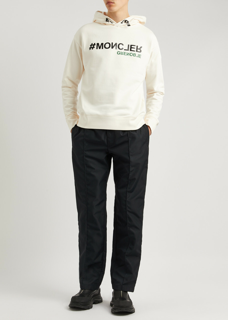 Moncler Grenoble Logo Hooded Cotton Sweatshirt White