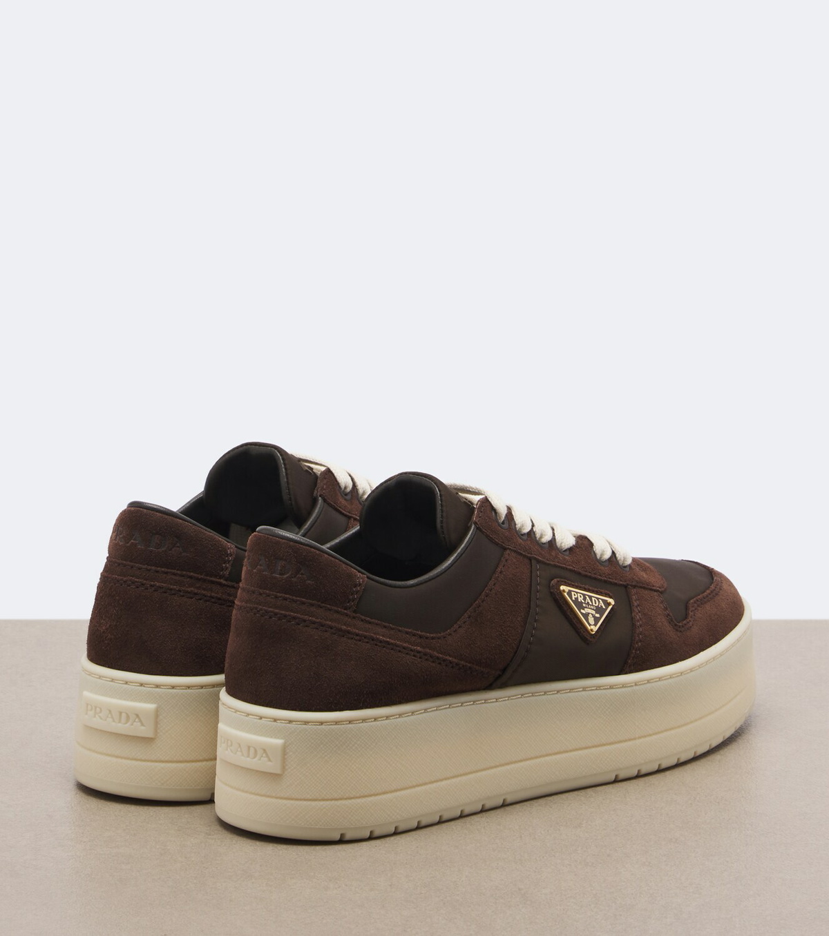 Prada Downtown Bold suede-trimmed platform sneakers