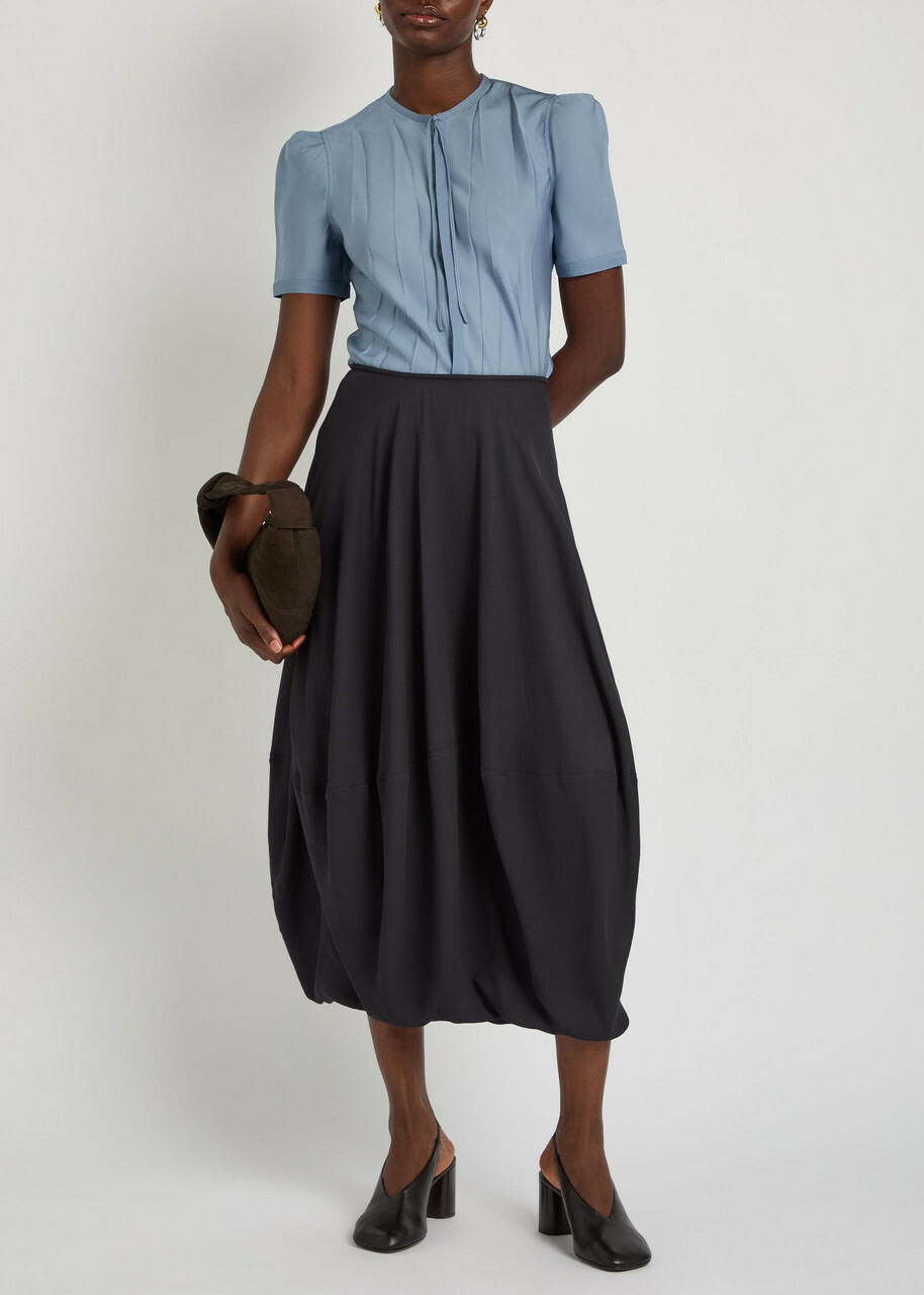 Lemaire Balloon Crepe Midi Skirt Dark Grey