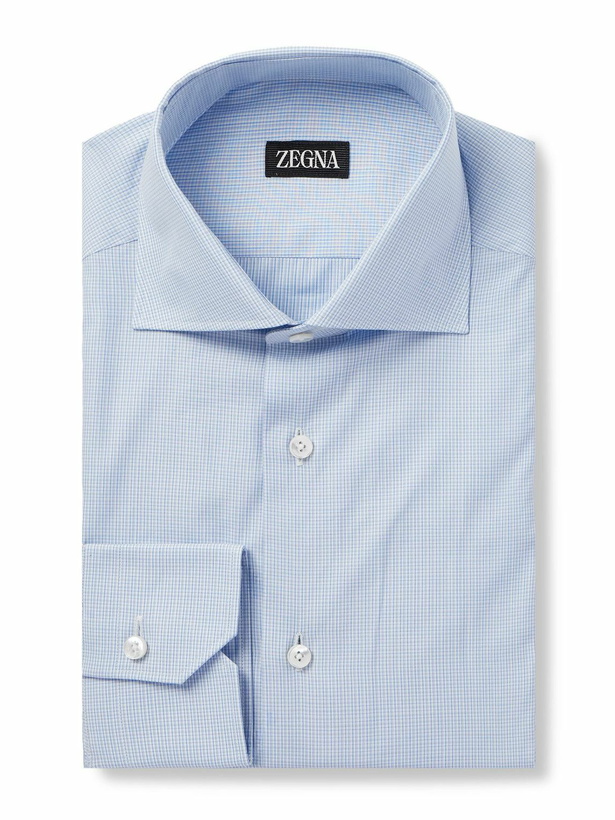 Photo: Zegna - Checked Cotton Shirt - Blue