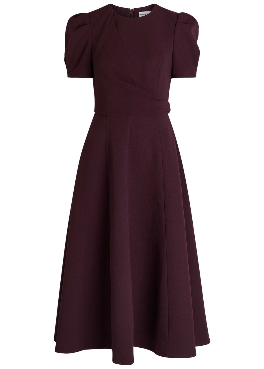 Rebecca Vallance Syrah Panelled Crepe Midi Dress Purple