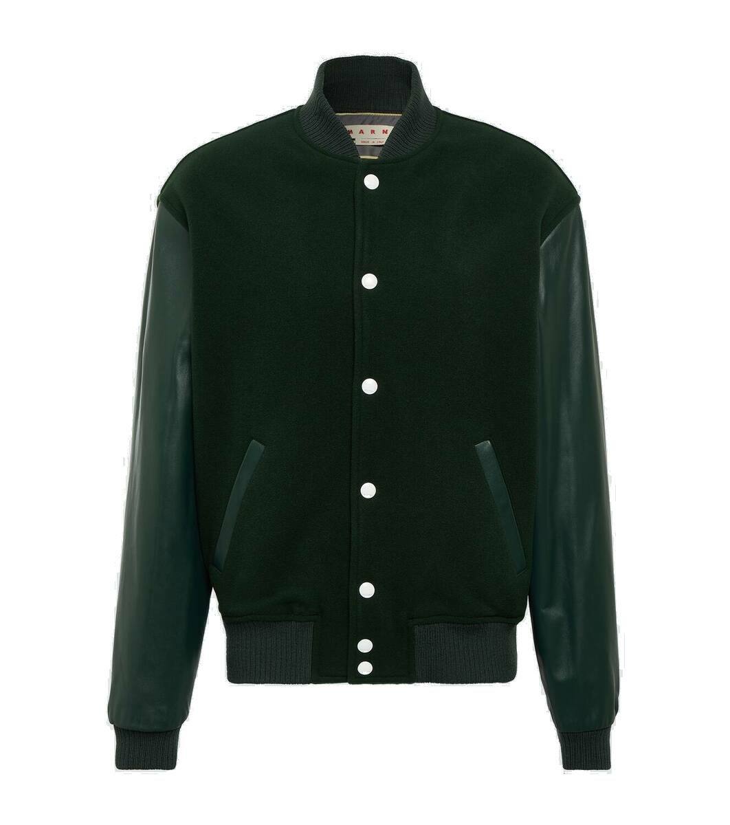Marni Embroidered wool-blend varsity jacket Marni
