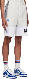AAPE by A Bathing Ape Gray & White Paneled Shorts