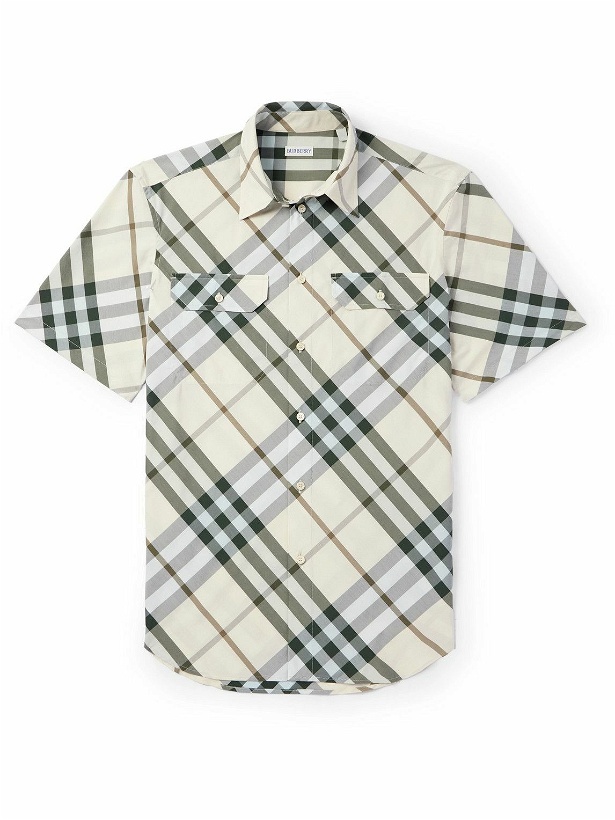 Photo: Burberry - Checked Cotton Shirt - Neutrals