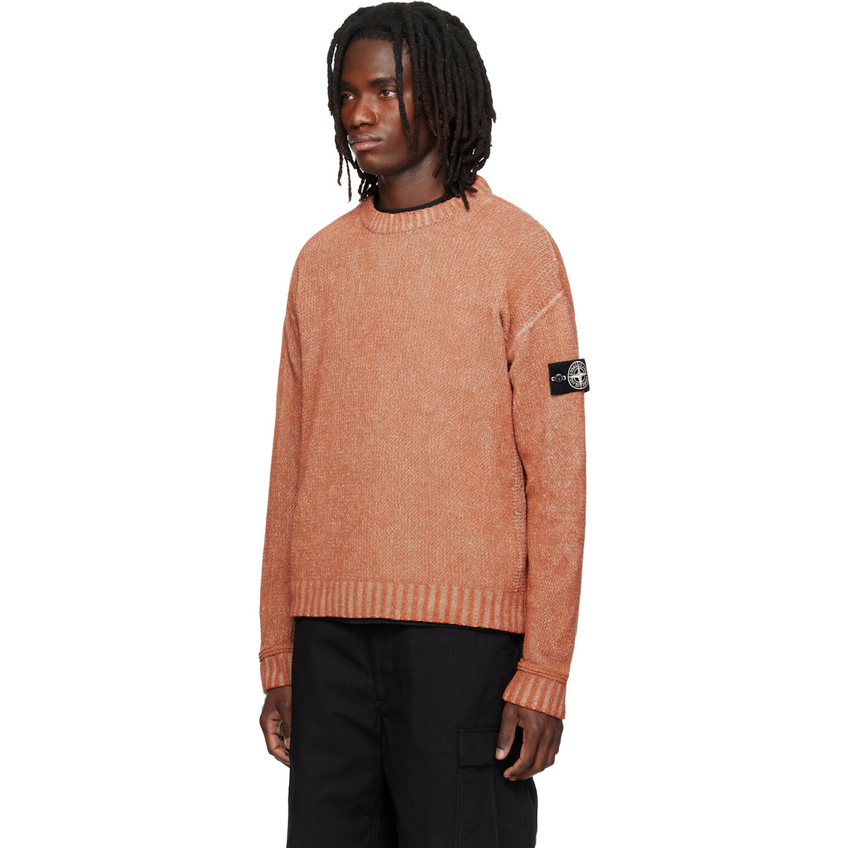 Stone Island Orange 5100016 Treated Cotton Chenille Sweater