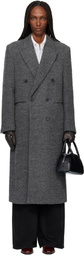 TONYWACK Gray Textured Wool & Alpaca Fitted Double-Breasted Coat