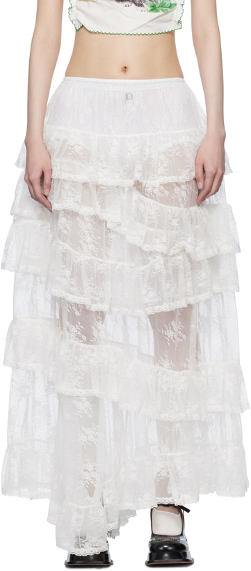 Photo: Yuhan Wang SSENSE Exclusive White Lace Trimmed Maxi Skirt