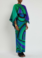 Pucci Iride Cape-effect Silk-twill Maxi Dress Multi Print