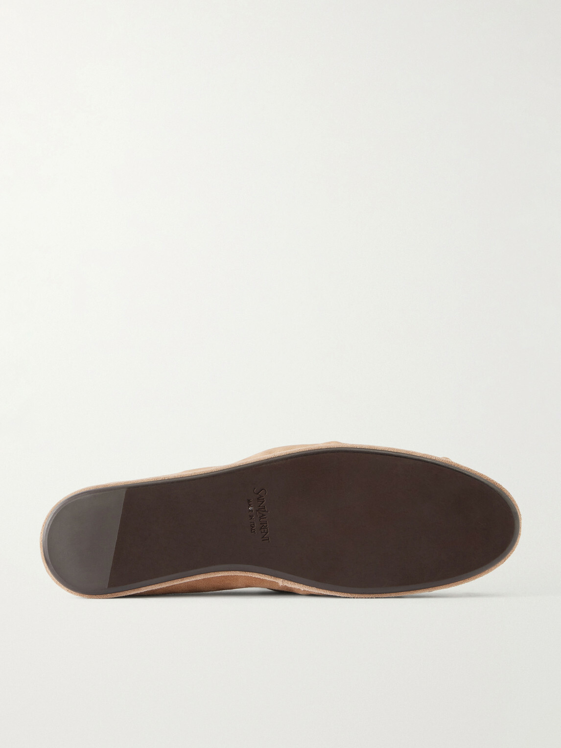 SAINT LAURENT - Le Loafer Monogram Logo-Appliquéd Suede Penny Loafers - Neutrals
