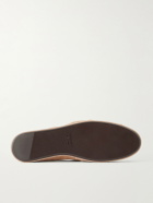 SAINT LAURENT - Le Loafer Monogram Logo-Appliquéd Suede Penny Loafers - Neutrals