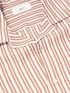 Mr P. - Convertible-Collar Striped Seersucker Shirt - White