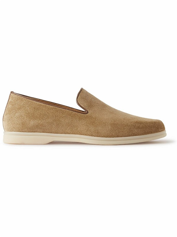Photo: Rubinacci - Leather-Trimmed Suede Loafers - Neutrals