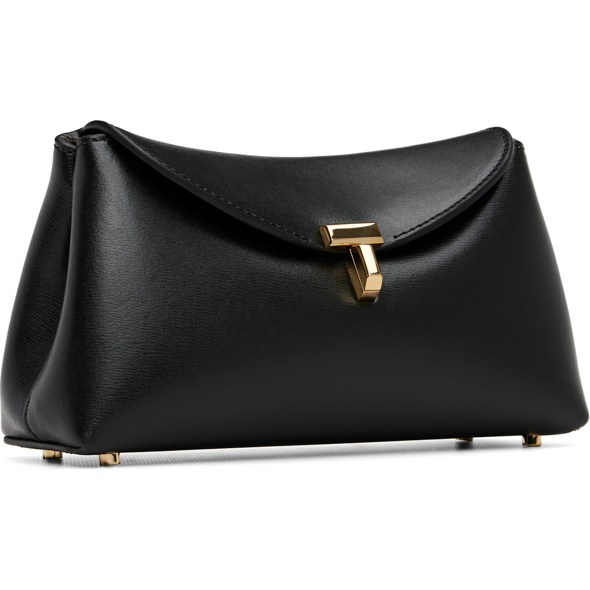 TOTEME Black Mini T-Lock Leather Clutch