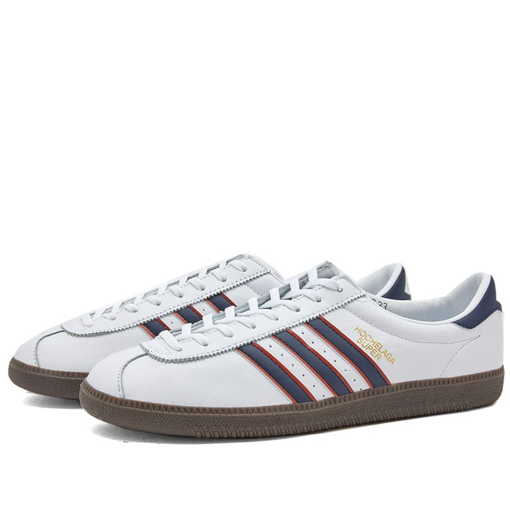 Photo: Adidas Men's SPZL Hochelaga Sneakers in White/Navy/Orange