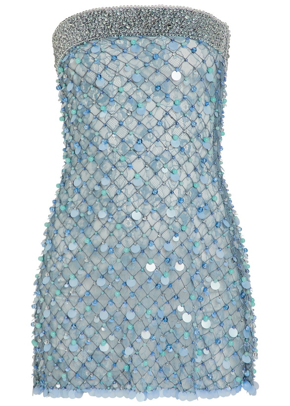 Photo: Roberta Einer Embellished Lace Mini Dress Blue