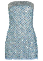Roberta Einer Embellished Lace Mini Dress Blue