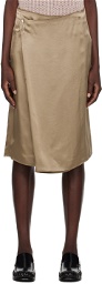 6397 Beige Wrap Midi Skirt