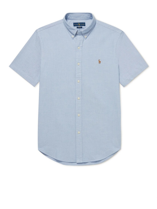 Photo: POLO RALPH LAUREN - Slim-Fit Button-Down Collar Logo-Embroidered Cotton Oxford Shirt - Blue