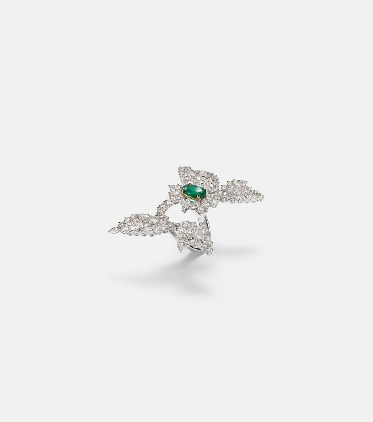Yeprem Reign Supreme 18kt white gold ring with emerald and diamonds