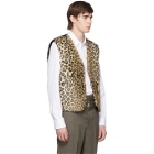 Neil Barrett Beige and Brown Leopard Eco Fur Short Vest
