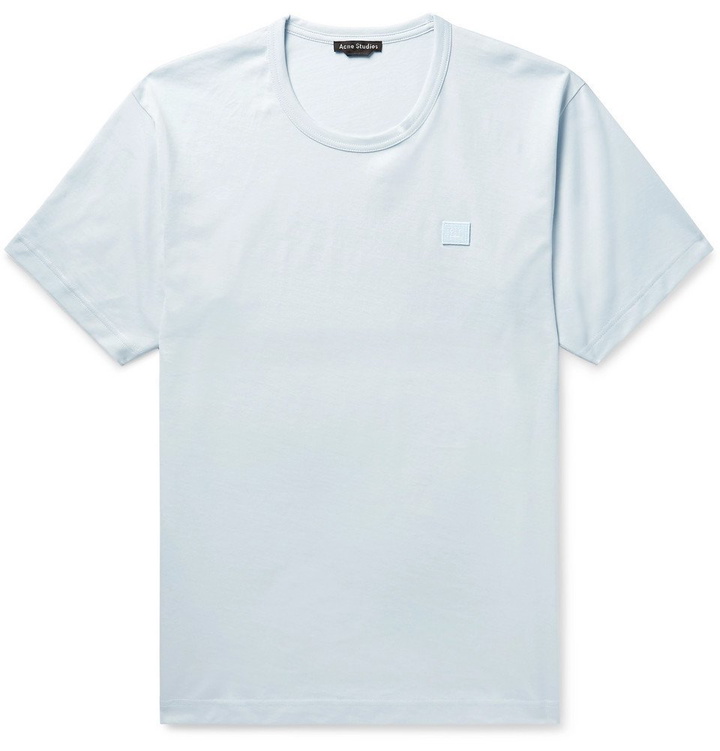 Photo: Acne Studios - Nash Logo-Appliquéd Cotton-Jersey T-Shirt - Sky blue