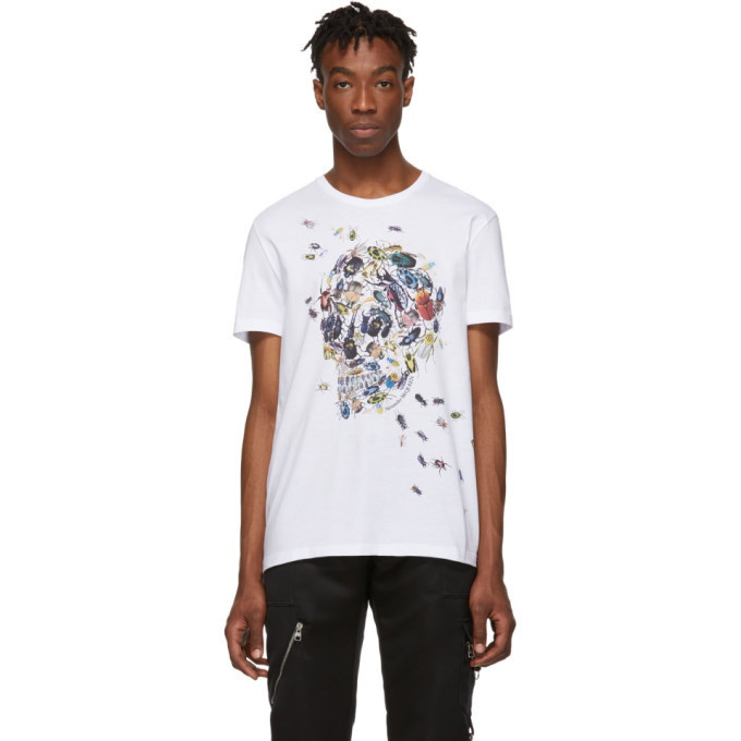 Photo: Alexander McQueen White Beetle Skull T-Shirt