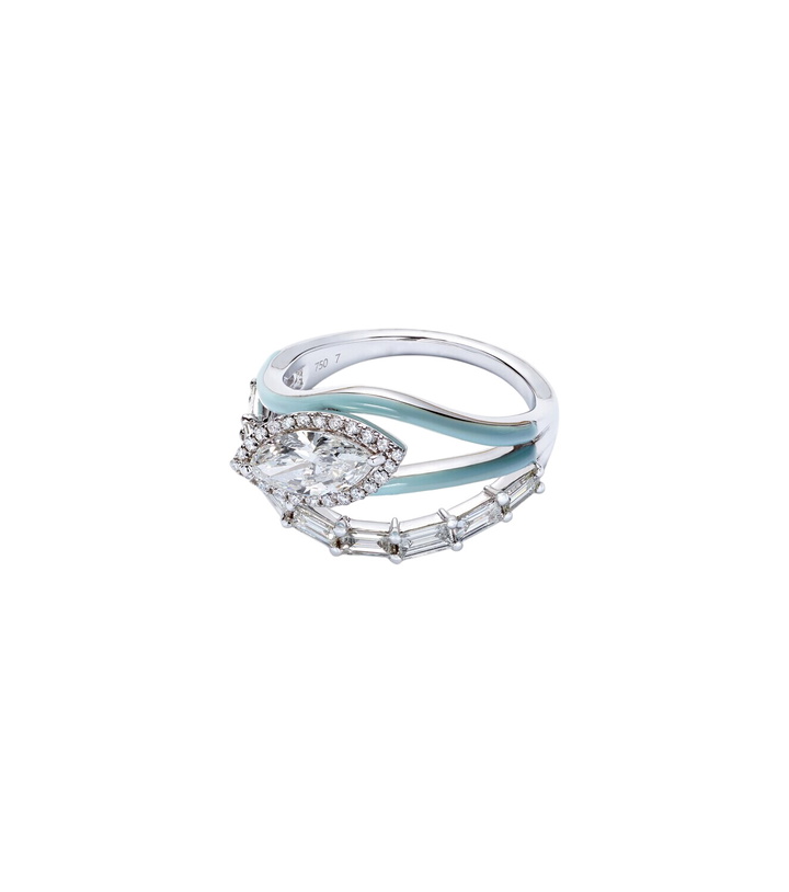 Photo: Kamyen Oasis 18kt white gold ring with diamonds and enamel