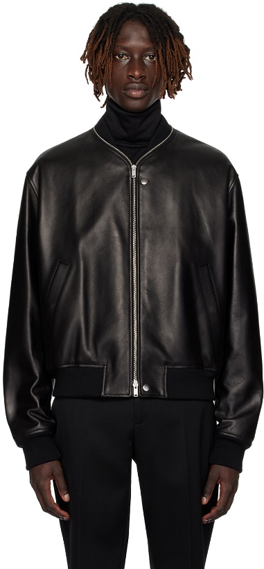 Photo: Jil Sander Black Zip-Up Leather Jacket