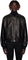 Jil Sander Black Zip-Up Leather Jacket