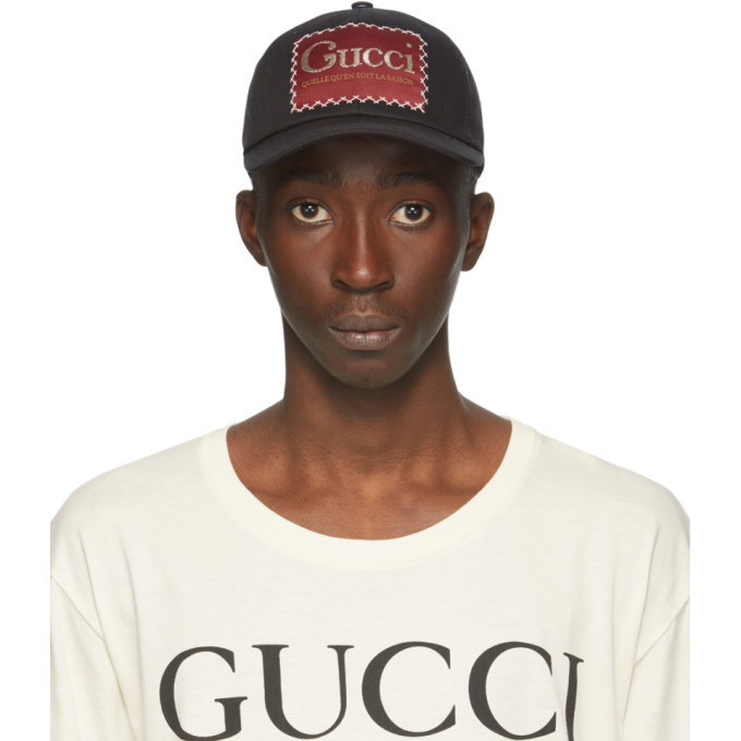 Photo: Gucci Black Whatever The Season Label Baseball Cap