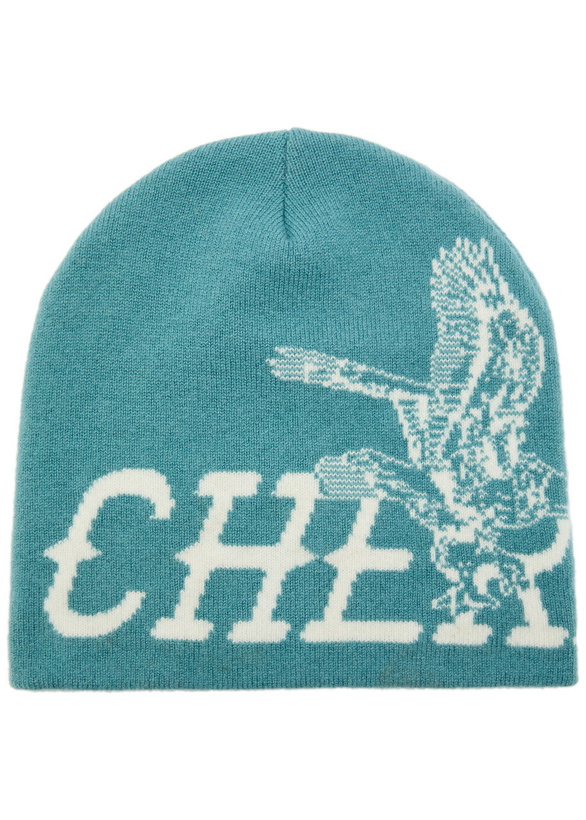 Photo: Cherry Los Angeles Flying Cherry Wool and Cashmere-blend Skull cap - Teal - One Size